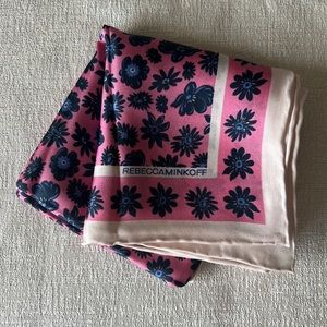 Rebecca Minkoff 100% Silk Multi Color Pink Floral Scarf